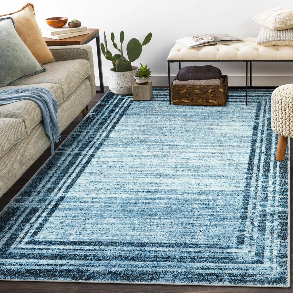 Lahome Abstract Area Rugs 5x7,Washable Modern Rugs for Living Room Non-Slip,Low-Pile Soft Rug Minimalist Bordered Floor Carpet f