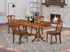 East West Furniture PLNA5-SBR-C 5 Piece Modern Set Includes an Oval Wooden Table with Butterfly Leaf and 4 Linen Fabric Dining Room Chairs, 42x78 Inch