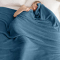 Blue Soft Fleece 300Gsm Twin Blanket For Couch Cozy Flannel Room Decorative Blankets, Lightweight Plush Blanket For Bed Sofa, 60