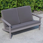 Flash Furniture Charlestown Adirondack Style Deep Seat Patio Loveseat With Cushions - Gray Poly Resin Frame - Gray All-Weather Cushions - Indoor/Outdoor