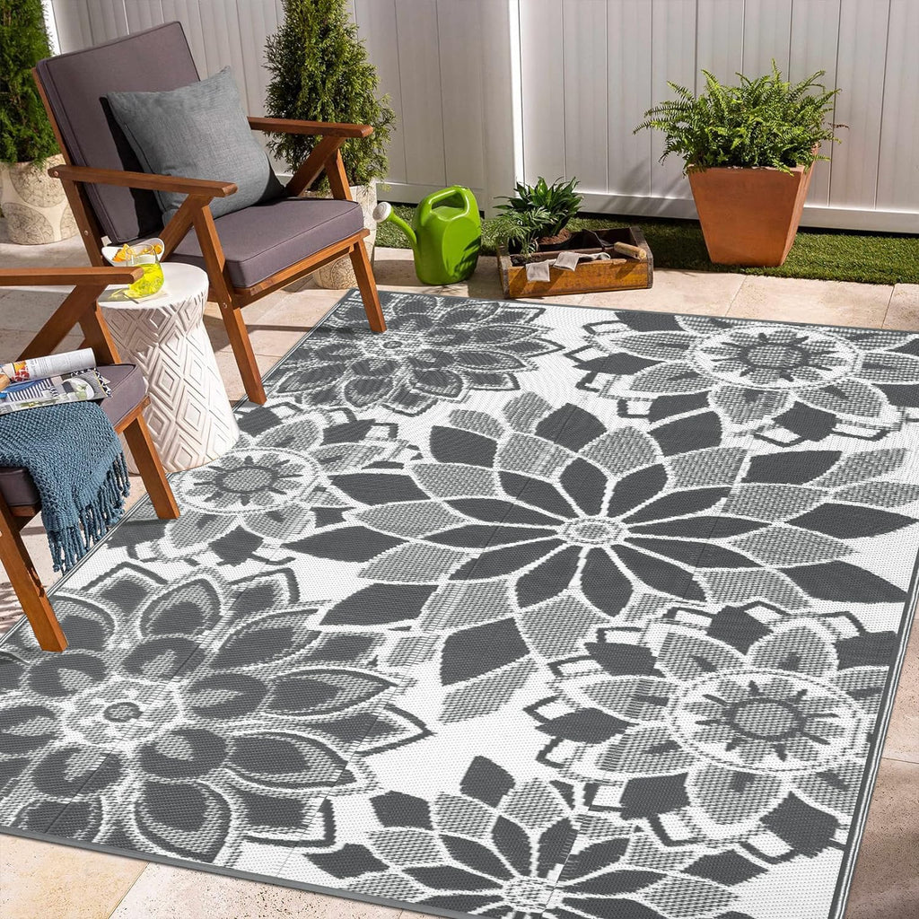Lokhom Outdoor Rug For Patio, 8'X 10' Reversible Plastic Straw Area Rugs Mat, Waterproof Mat For Camper Indoor Outdoor Carpet Fo