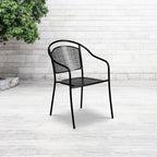 Flash Furniture Commercial Grade Black Indoor-Outdoor Steel Patio Arm Chair With Round Back