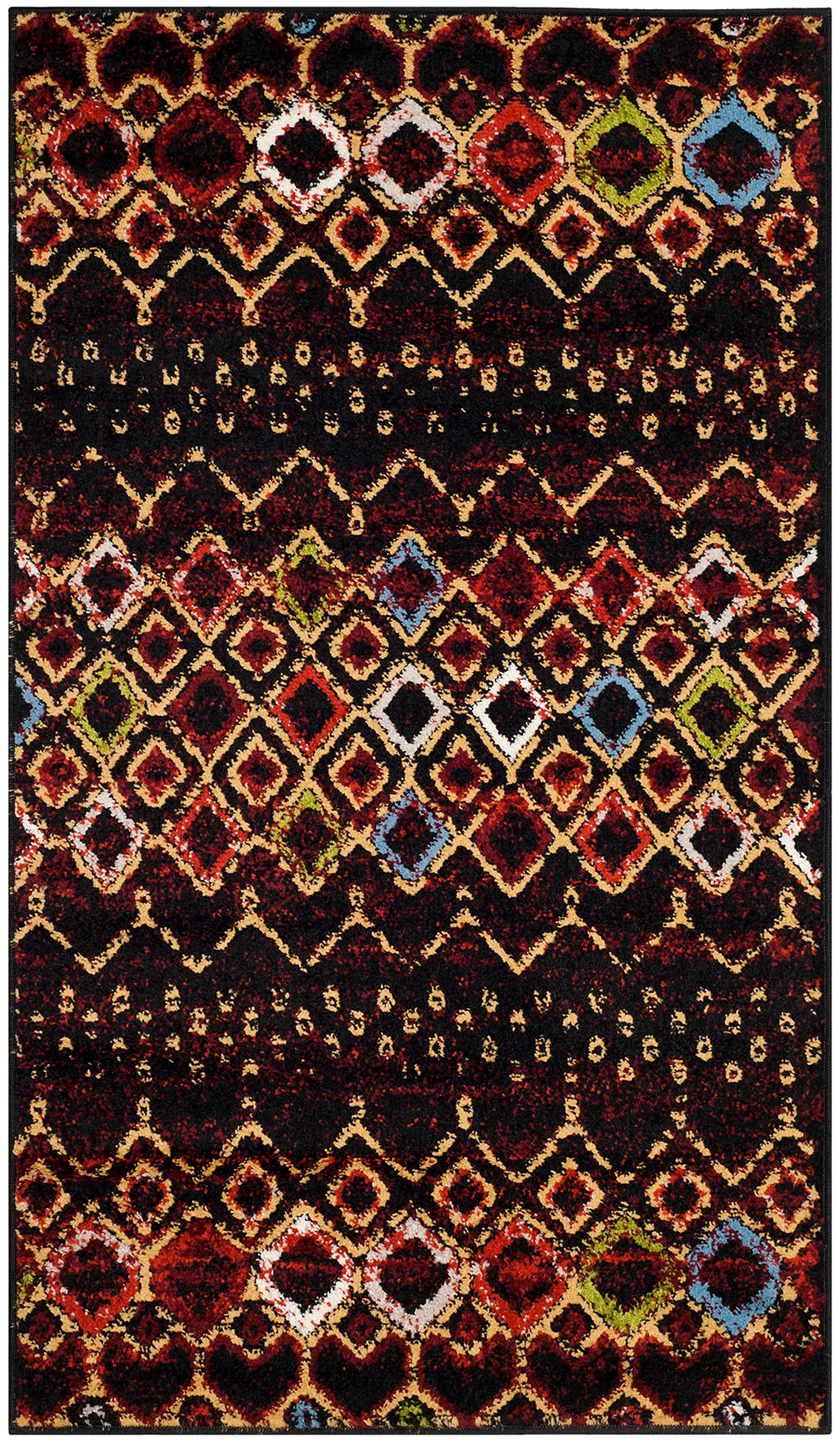 Safavieh Amsterdam Collection Accent Rug - 3' X 5', Black & Multi, Moroccan Boho Design, Non-Shedding & Easy Care, Ideal For Hig