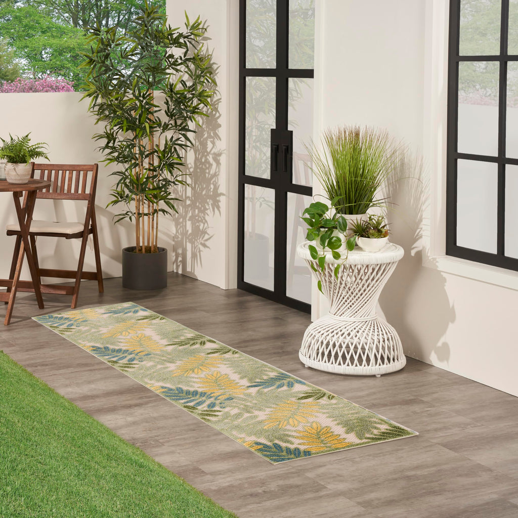 Nourison Aloha Indoor/Outdoor Green Multicolor 2'3' X 8' Area Rug, Easy Cleaning, Non Shedding, Bed Room, Living Room, Dining Room, Backyard, Patio, Deck (2X8)