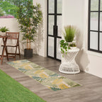 Nourison Aloha Indoor/Outdoor Green Multicolor 2'3' X 8' Area Rug, Easy Cleaning, Non Shedding, Bed Room, Living Room, Dining Room, Backyard, Patio, Deck (2X8)