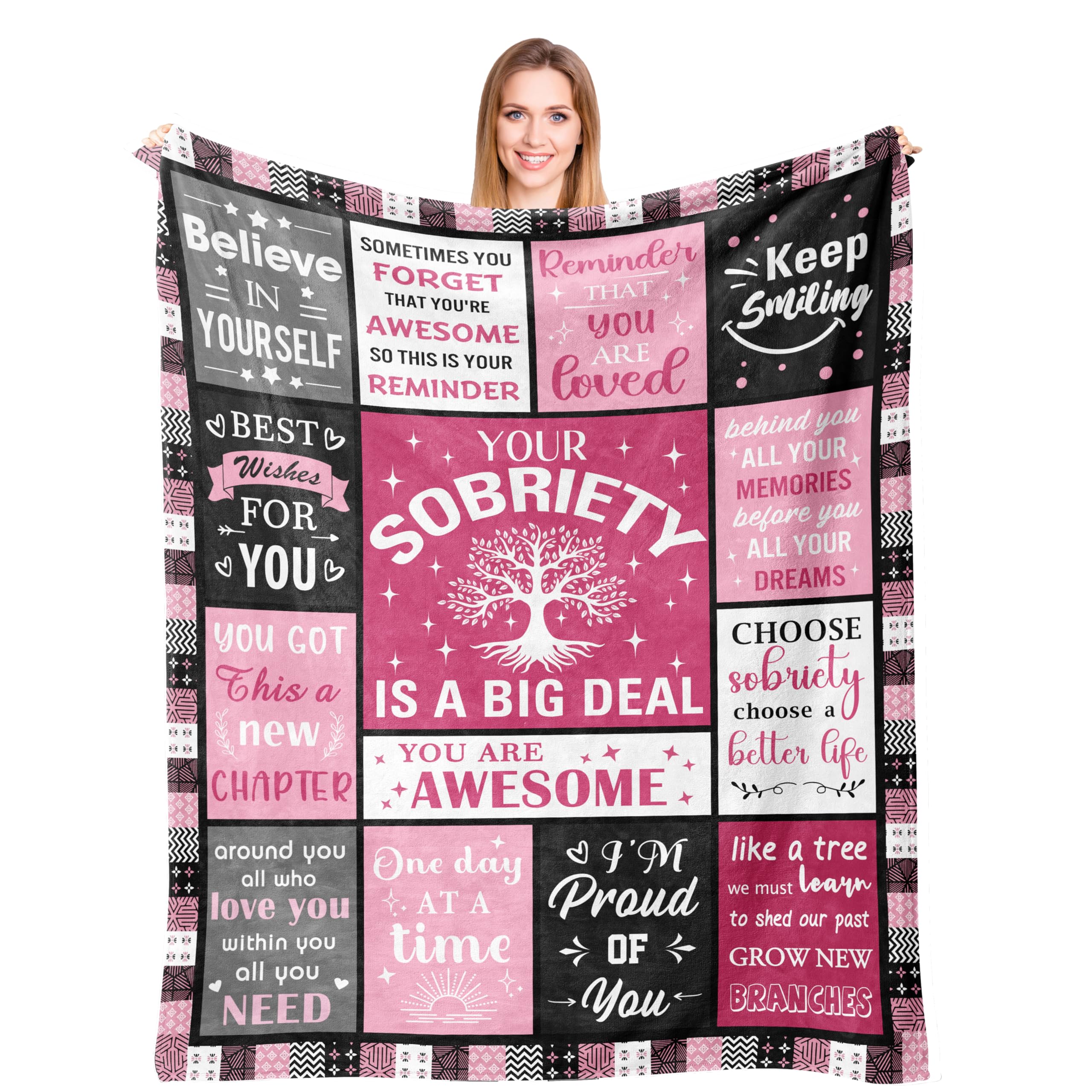 Kituzol Sobriety Gifts For Women, Sober Blanket, Addiction Recovery Gift, 1 Year Sober Gift Ideas, Aa Gifts Sobriety For Women 6