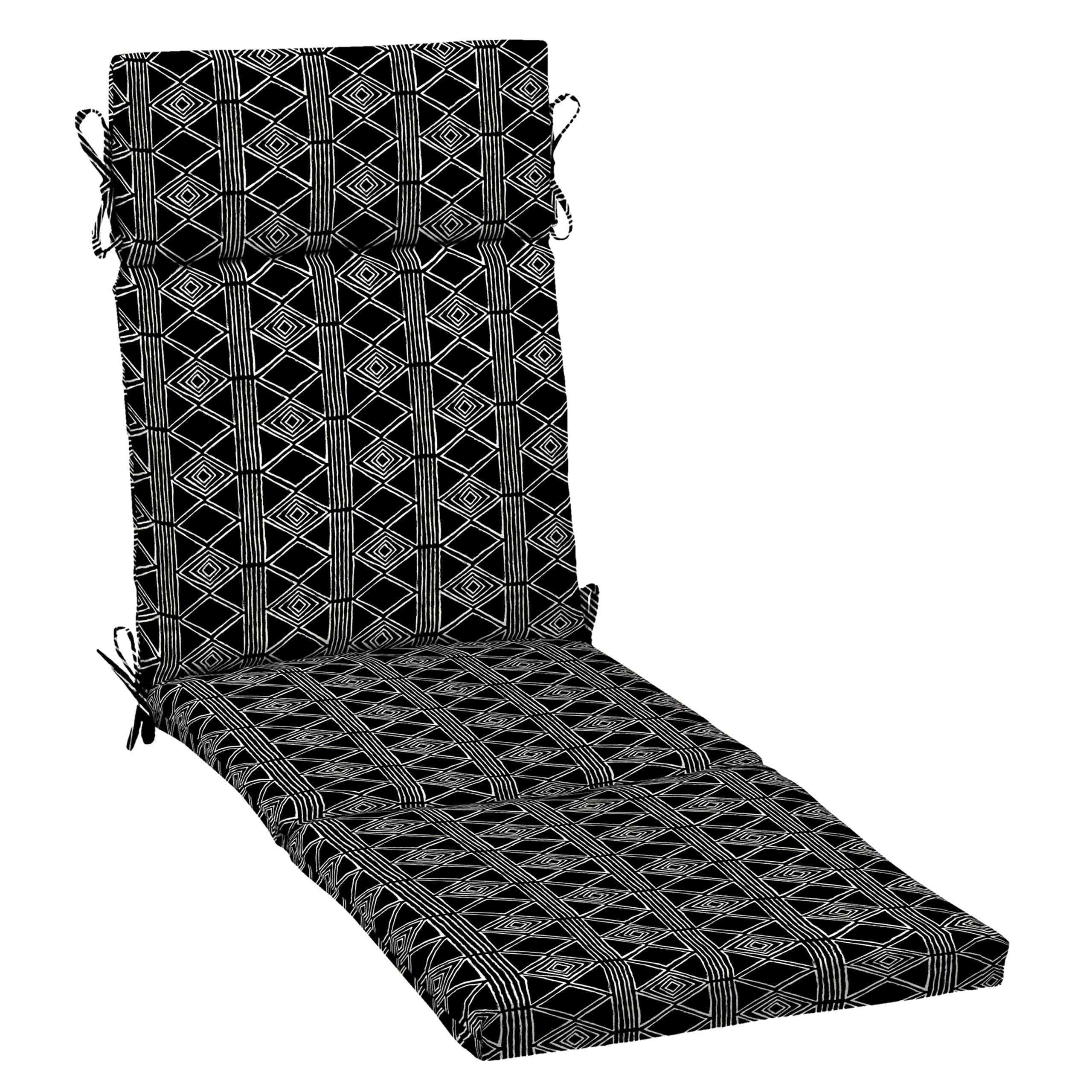 Arden Selections Outdoor Chaise Cushion, 21 X 72, Water Repellent, Fade Resistant 21 X 72, Black Global Stripe