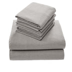 Comfort Spaces Cotton Flannel Breathable Warm Deep Pocket Sheets With Pillow Case Bedding, Cal King, Grey Solid 4 Piece