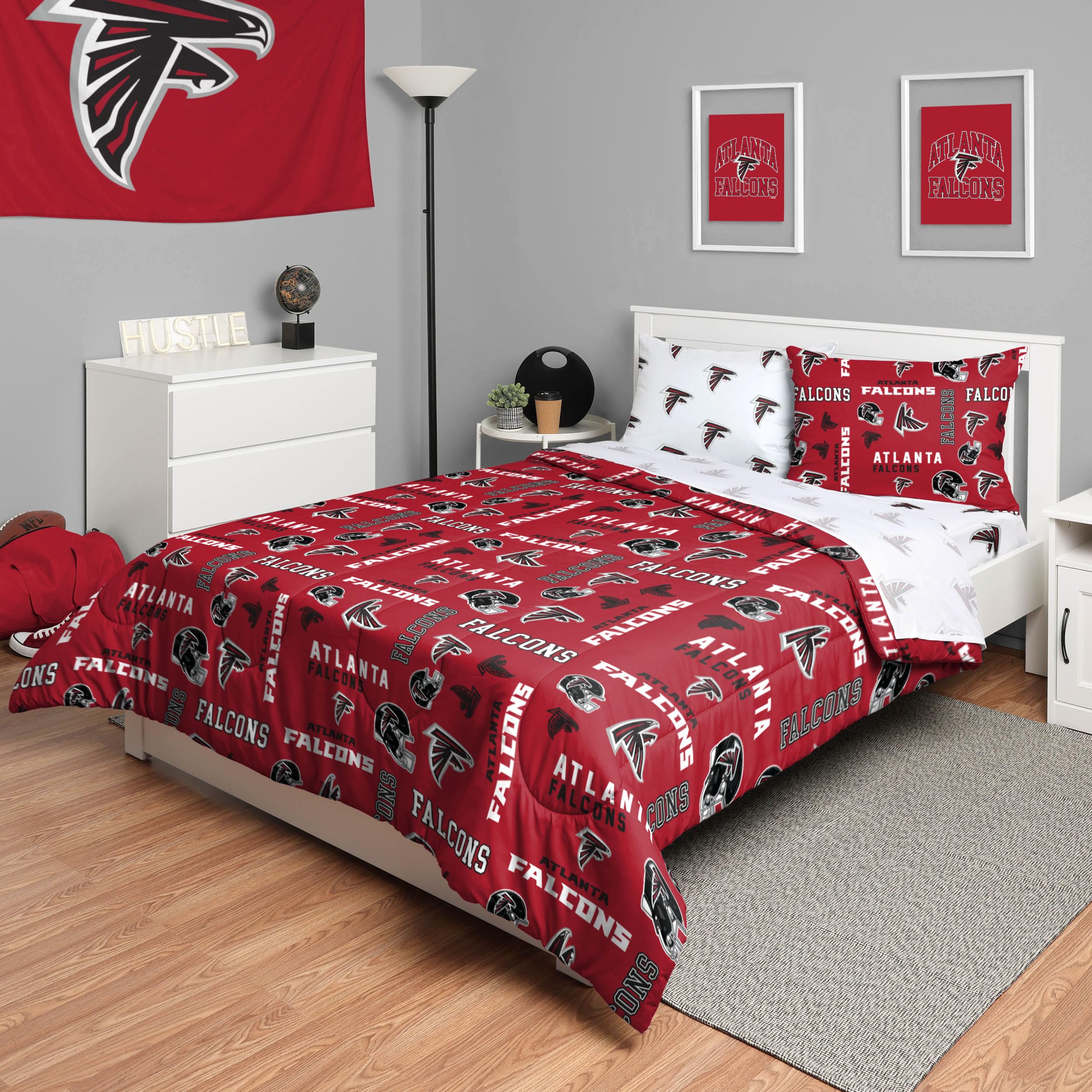 Foco Atlanta Falcons Nfl Team Color Bed In A Bag Comforter Bedding 5 Piece Full Set