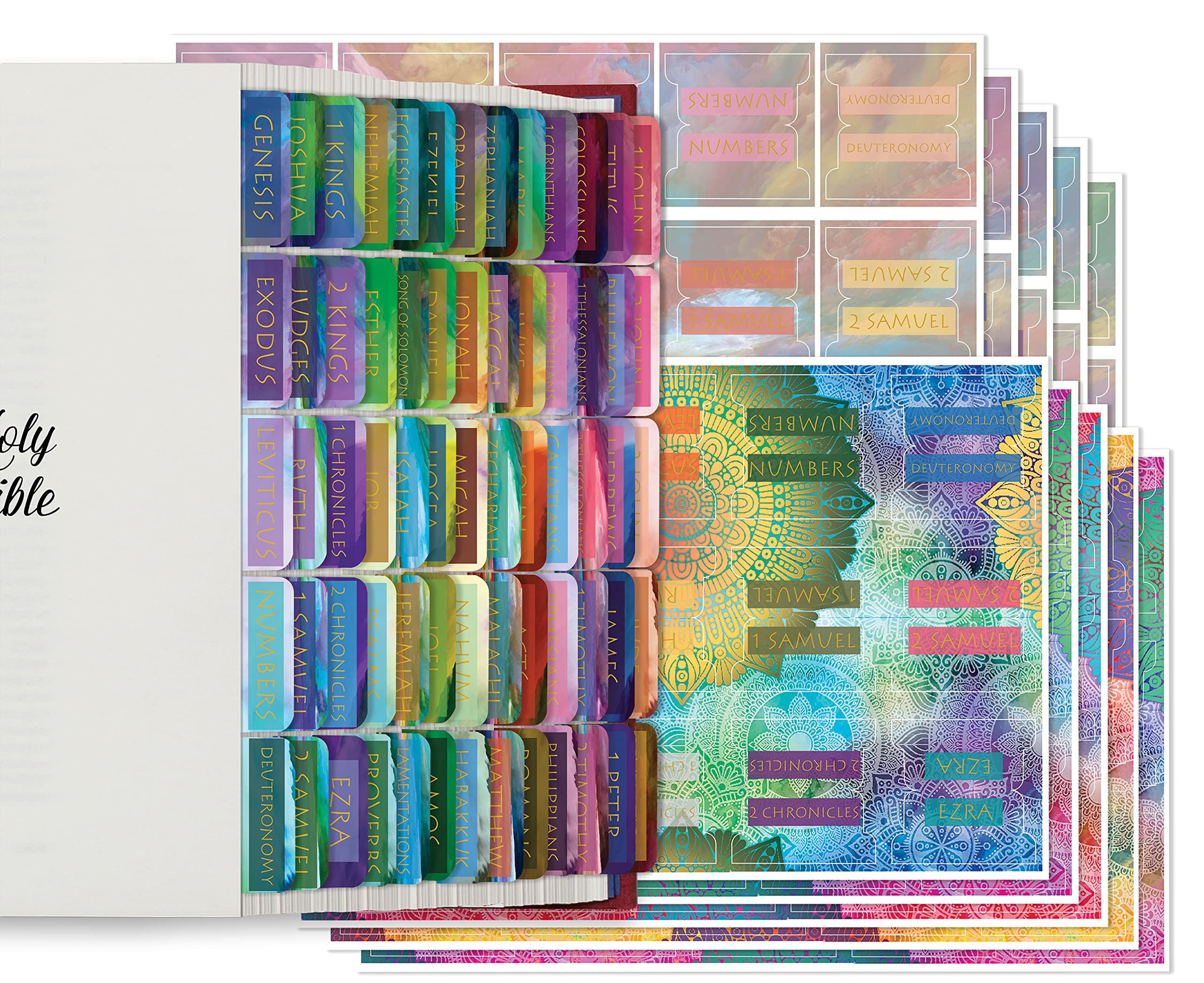 Better Office Products Bible Tabs, Old & New Testament, Gold Foil, 225 Total, 3 Sets Laminated:66 Book Names+9 Blanks, Christian