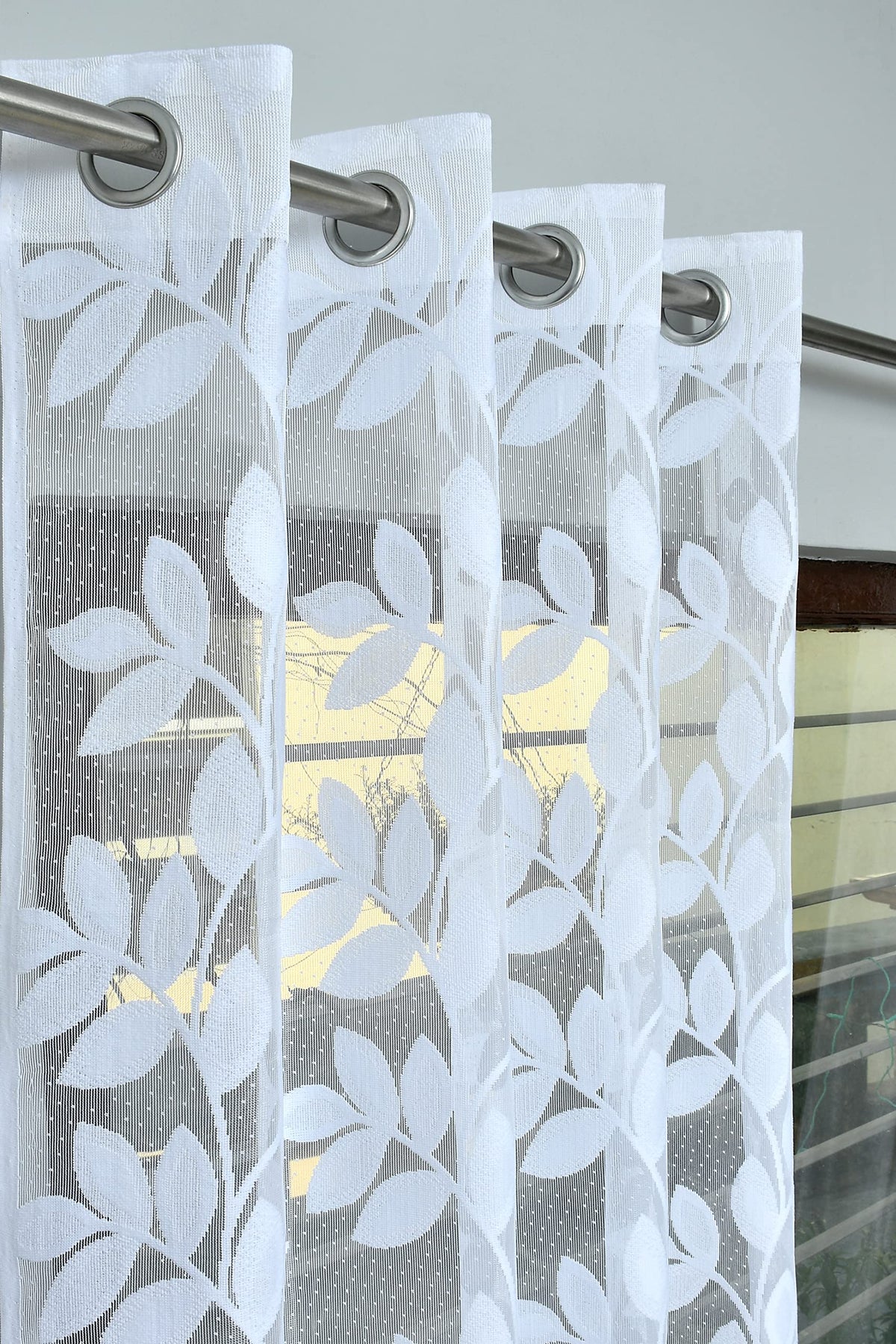 RIVULET Net Transparent Long Door Curtain Drapes 9Ft 1 Piece | Sheer Curtain Drapes for Living Room Bedroom Kitchen Balcony | Ti