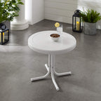 Crosley Furniture Gracie Weather Resistant Retro Metal Outdoor Side Table for Patio, Deck, Porch, Alabaster White