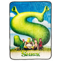 Silver Buffalo Shrek Movie Poster Featuring Donkey, Princess Fiona, And Lord Farquaad 45' X 60' Fleece Throw Blanket