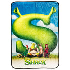 Silver Buffalo Shrek Movie Poster Featuring Donkey, Princess Fiona, And Lord Farquaad 45' X 60' Fleece Throw Blanket