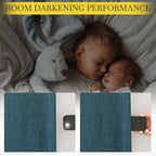 Nicetown Greyish Blue Room Darkening Linen Curtains For Living Room, Pinch Pleated Faux Linen Blend Thermal Insulated Sou/Noise