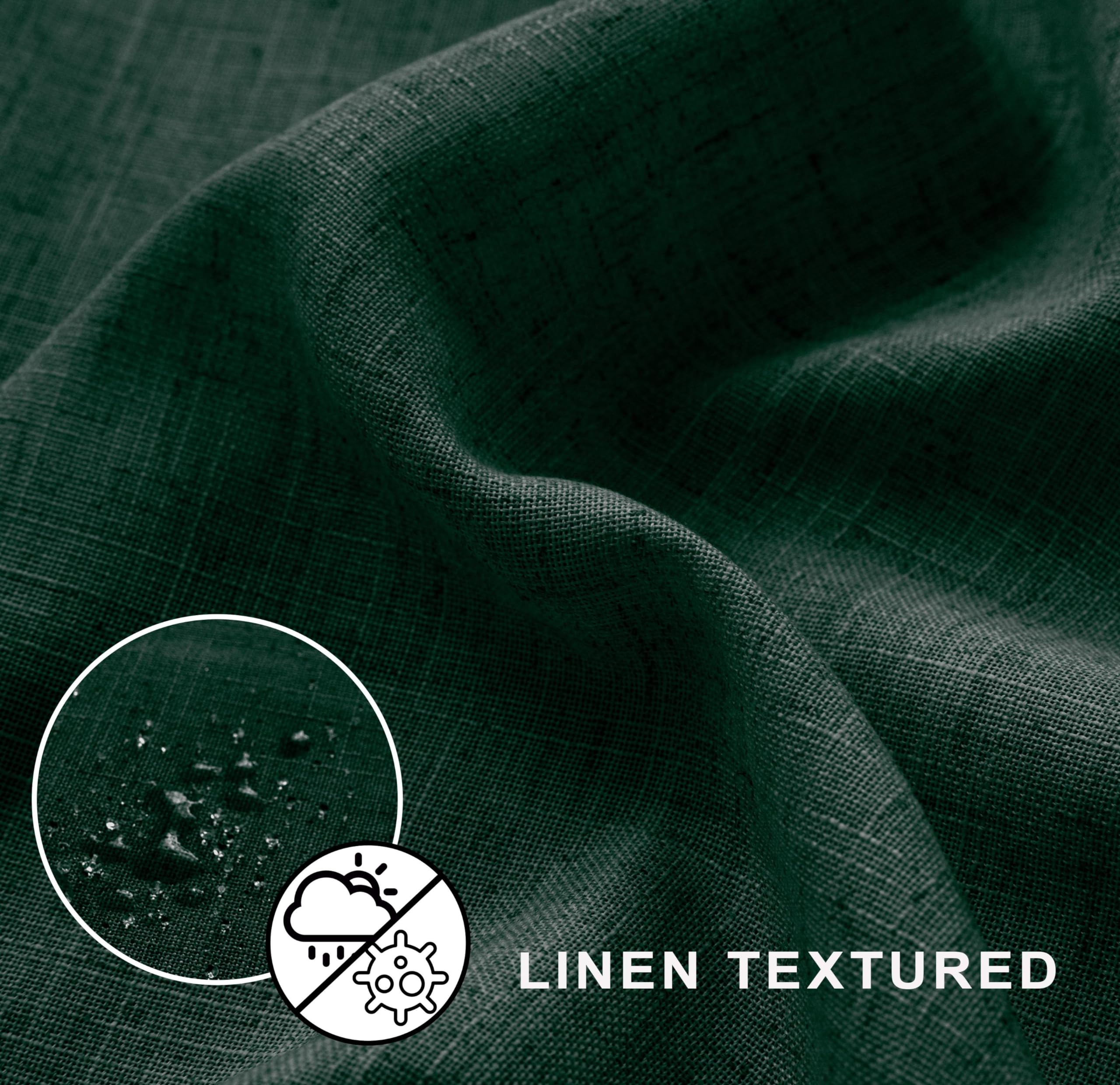 Koufall Dark Green 54X78 Inch Length Waterproof Linen Fabric Shower Curtain