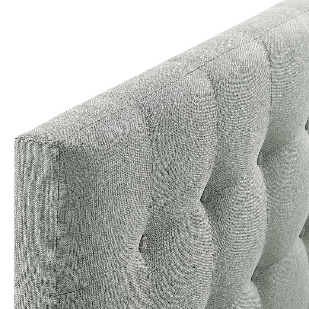 Modway Emily Tufted Button Linen Fabric Upholstered Queen Headboard in Gray