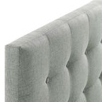 Modway Emily Tufted Button Linen Fabric Upholstered Queen Headboard in Gray
