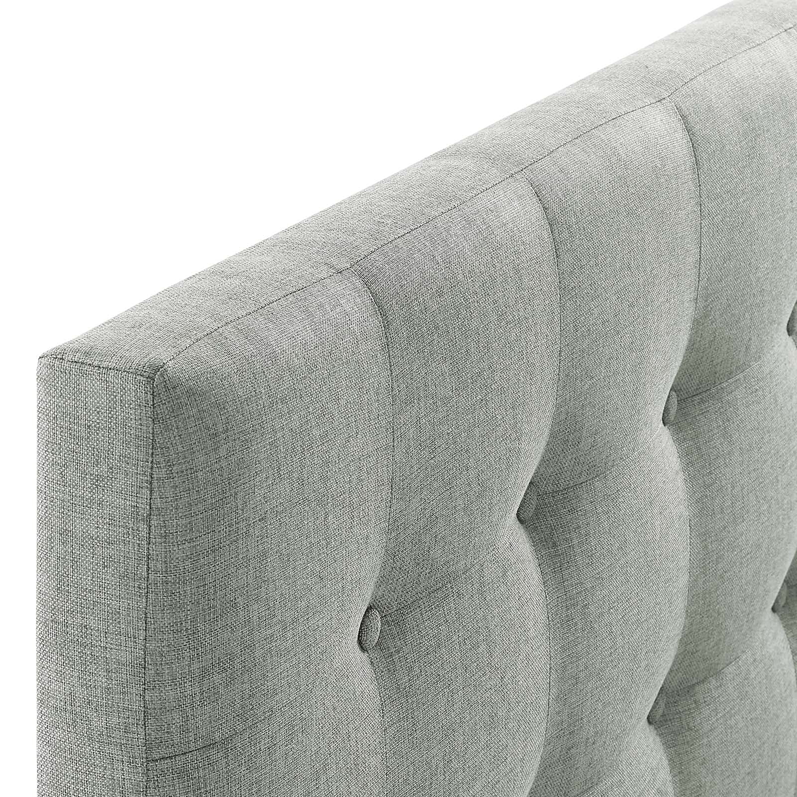 Modway Emily Tufted Button Linen Fabric Upholstered Queen Headboard in Gray