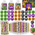 Spakon 128 Pcs 2.2 Inch Halloween Stress Ball and Ballpoint Pens with Gift Cards Set White Organza Bag Mini Stress Relief Fidget