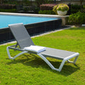 Domi Outdoor Living Outdoor Chaise Lounge - Adjustable Aluminum Patio Lounge,Plastic Pool Lounge Chair (1 Grey Chair W/O Table)