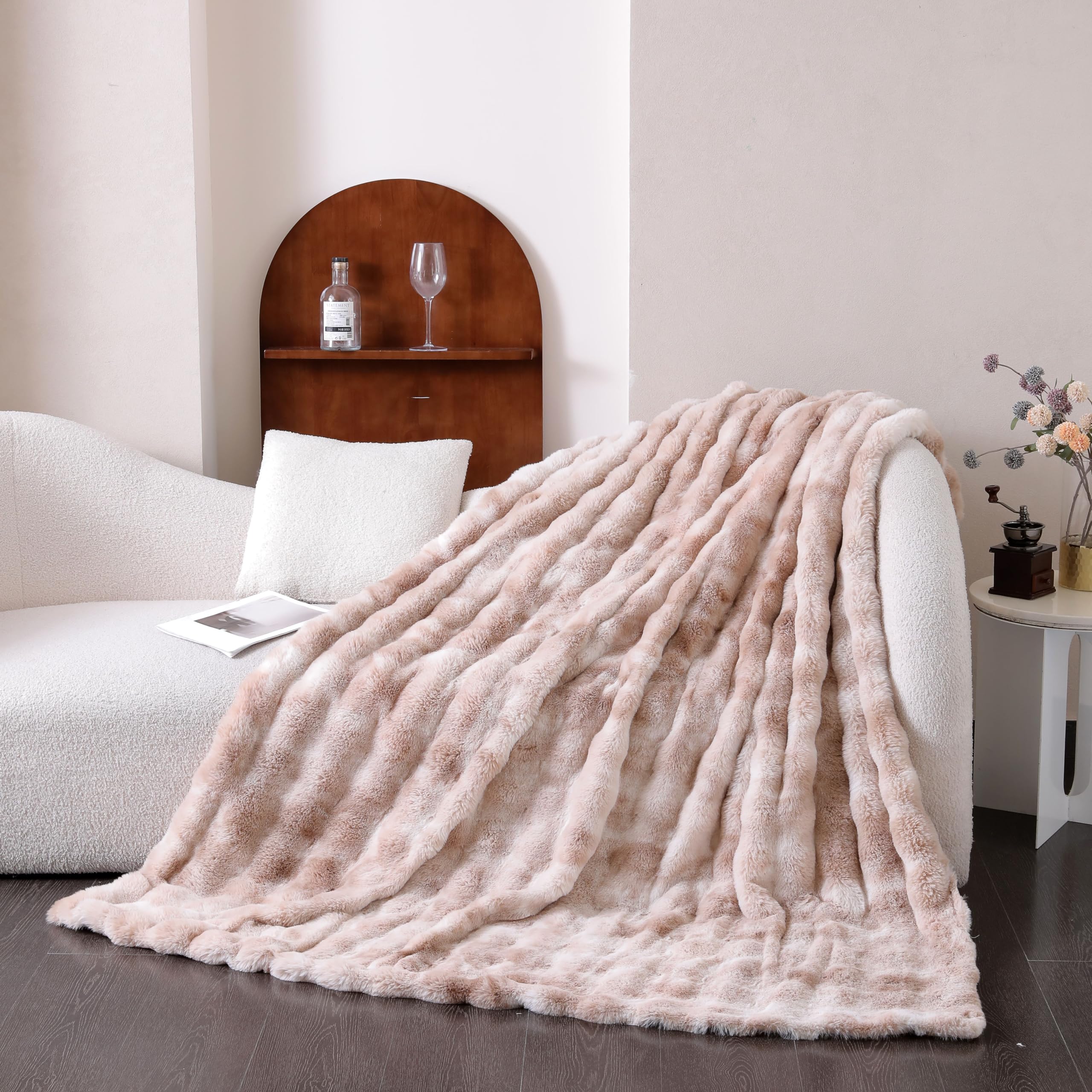 Ukeler Camel Large Fluffy Bed Blankets Throws Twin Size, Cozy Shaggy Faux Fur Blanket Soft Plush Thick Throw Blanket For Bed, Co