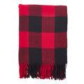 Saro Lifestyle - Th032.R5060 Buffalo Plaid Check Tassel Throw Blanket, 50' X 60', Red