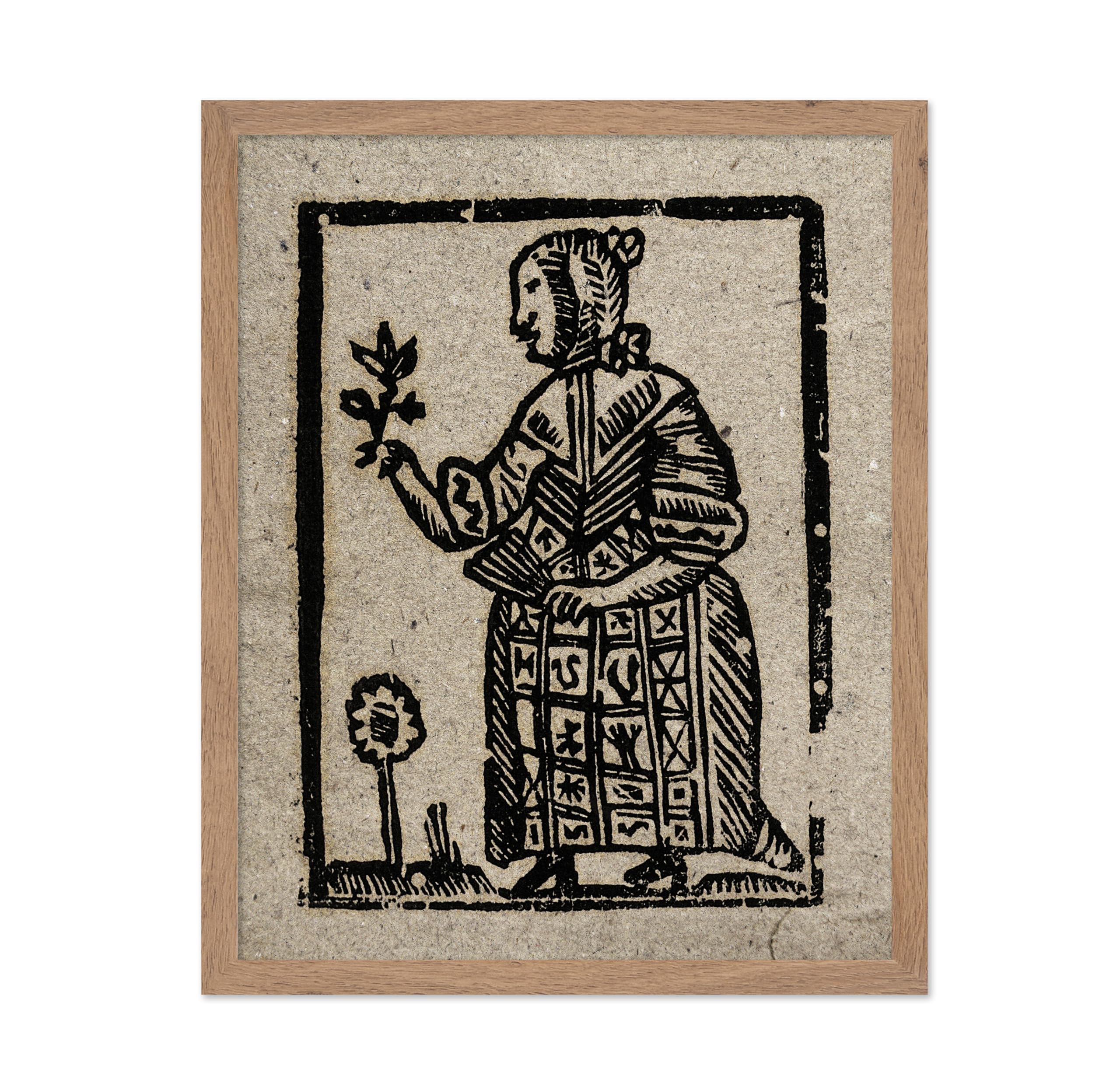 Poster Master Vintage Woodcut Poster - Retro Medieval Print - Gift for Gothic, Horror Fan - Witch Holding a Plant, Magic, Spell,