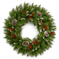 National Tree Company Artificial Christmas Wreath | Flocked with Mixed Decorations | Frosted Berry-24 Inch, 24 Inch