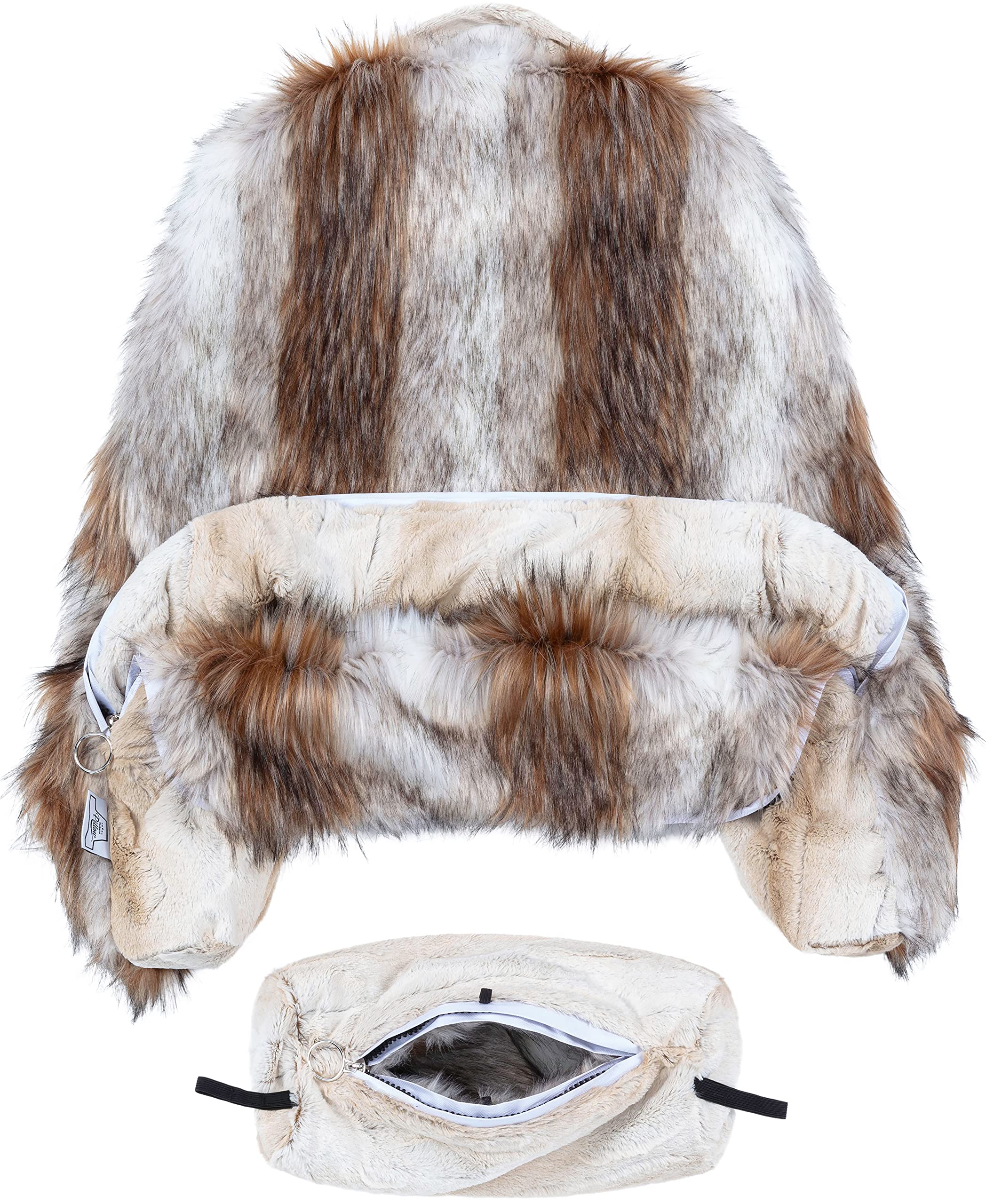 Xxl Husband Pillow Cover Only - Rare Baby Coyote Fur Backrest Pillowcase Set, Two-Tone Reversible Double Sided Fabulous Faux Fur