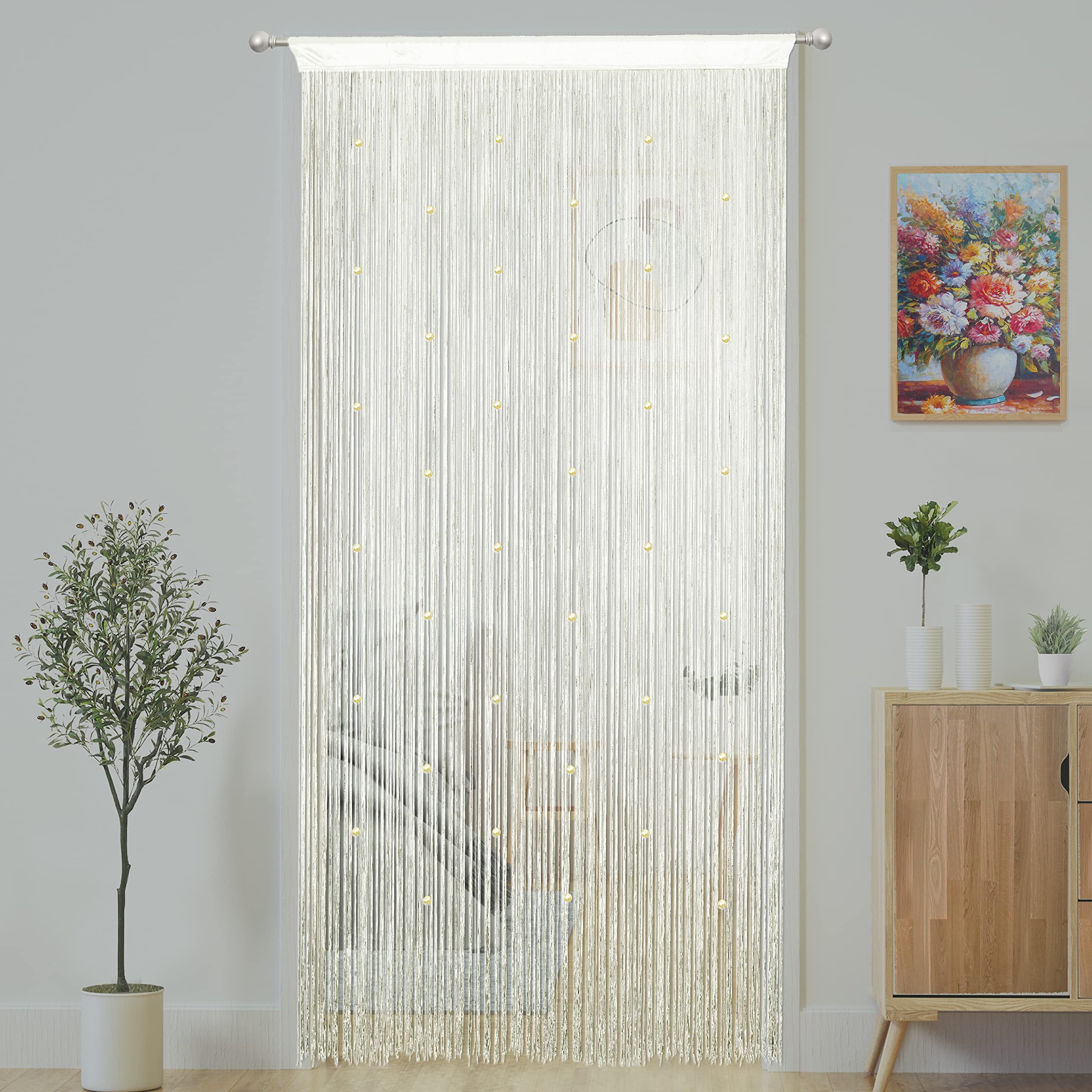 YaoYue Beaded Curtain Door String Curtains for Doorways Tassels Beads Hanging Fringe Hippie Room Divider Window Hallway Entrance