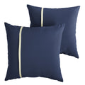 Sorra Home Indoor Outdoor Sunbrella Square Pillows, Set Of 2, 2 Count (Pack Of 1), Canvas Navy Blue & Canvas Natural Ivory