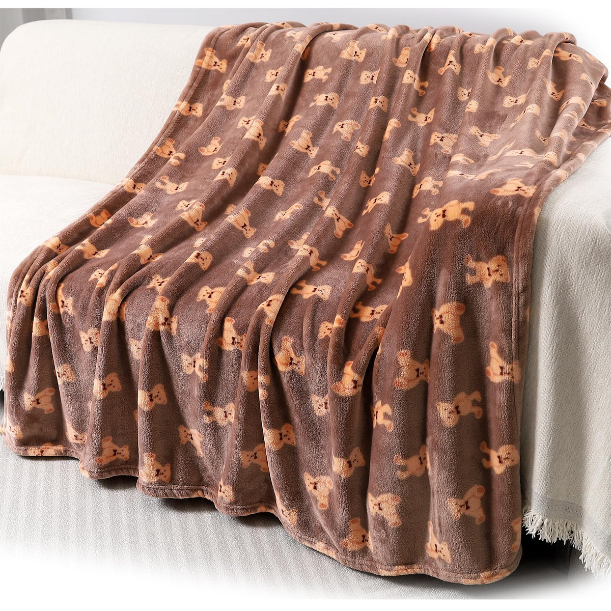 Warm Soft Toddler Fleece Blankets For Boys & Girls With Cartoon Bear Pattern Print - Cozy Fuzzy Plush Flannel Kids Throw Blanket