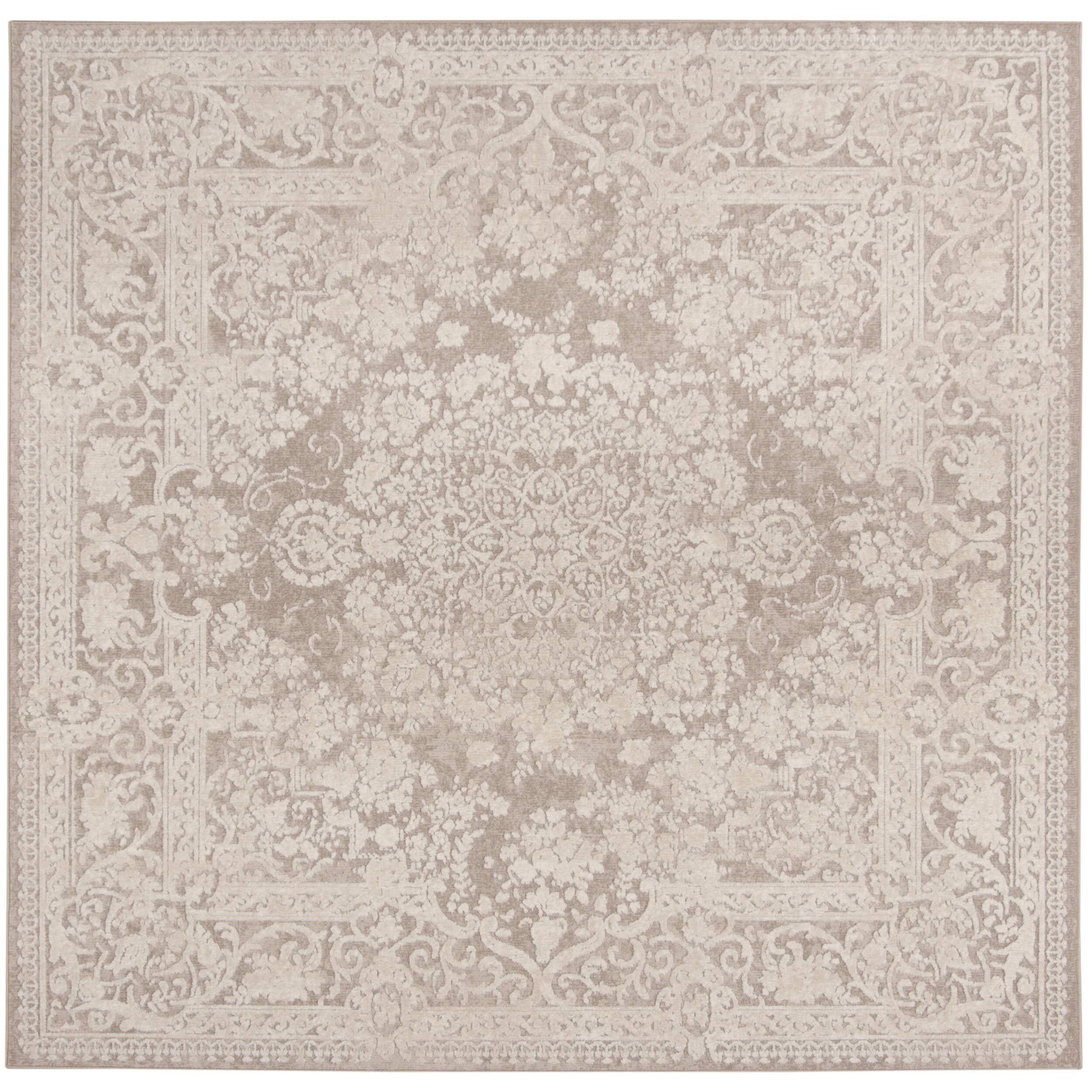 Safavieh Reflection Collection 6'7'' Square Beige/Cream Rft664A Vintage Distressed Area Rug
