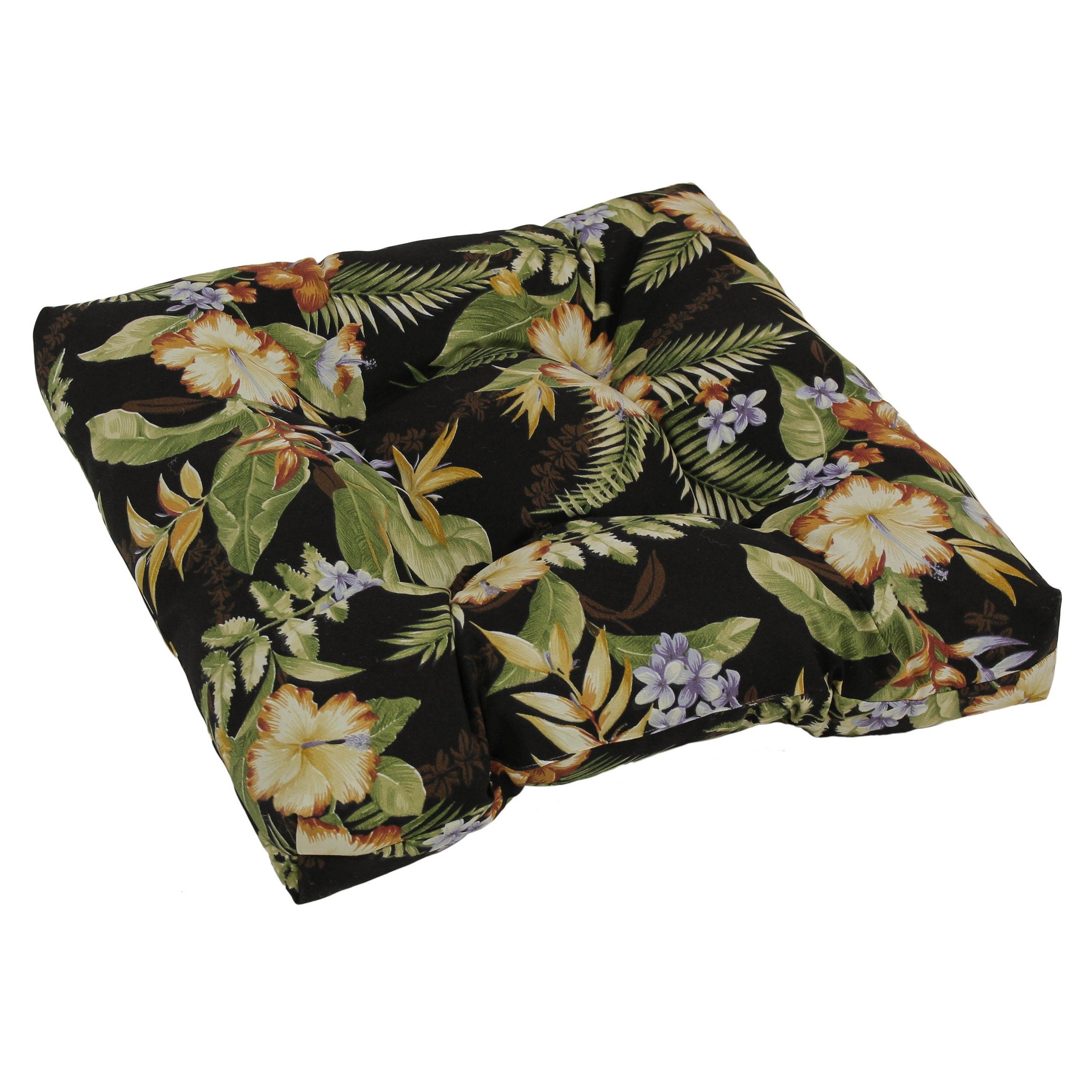 Blazing Needles Outdoor 19-inch Square Chair Cushion, 19 x 19, Freeport Ebony