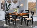 East West Furniture WEAN7-BCH-C 7 Piece Dining Room Furniture Set Consist of a Rectangle Kitchen Table with Butterfly Leaf and 6 Linen Fabric Upholstered Chairs, 42x60 Inch, Black & Cherry