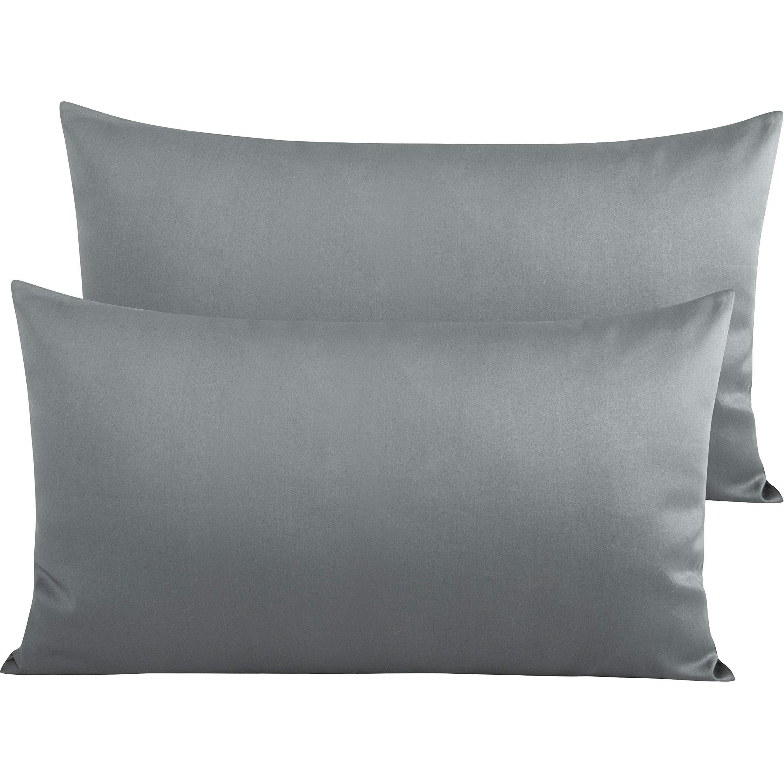 Ntbay 500 Thread Count 100% Egyptian Cotton King Pillowcases, Super Soft And Breathable Envelope Closure Pillow Cases, 20X36 Inches, Dark Grey