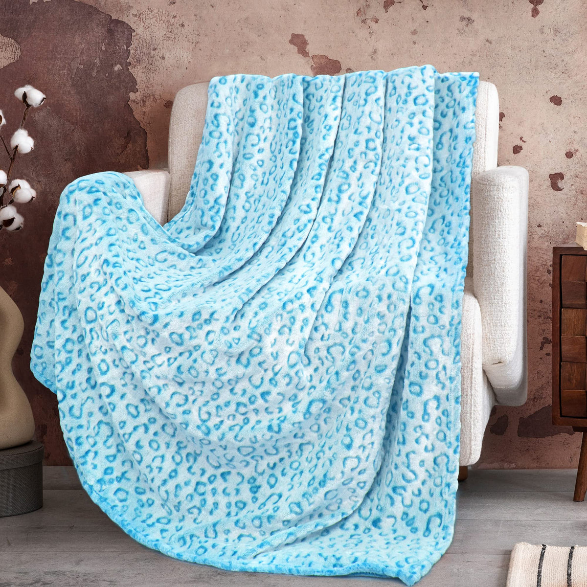 Zhiku Cozy Fleece Blanket Soft Light Blue Throw Blanket Lightweight Flannel Throw Blanket 50'  60'