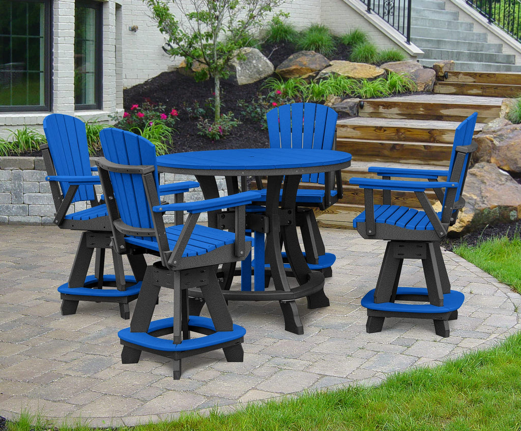 American Furniture Classics Five Piece Round Counter Height Dining Set, Blue/Black