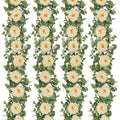 Dolicer 4Pcs 26Ft Artificial Eucalyptus Garlands with Flowers - 8 Camellias, Faux Floral Greenery Garlands Fake Flowers Vines fo