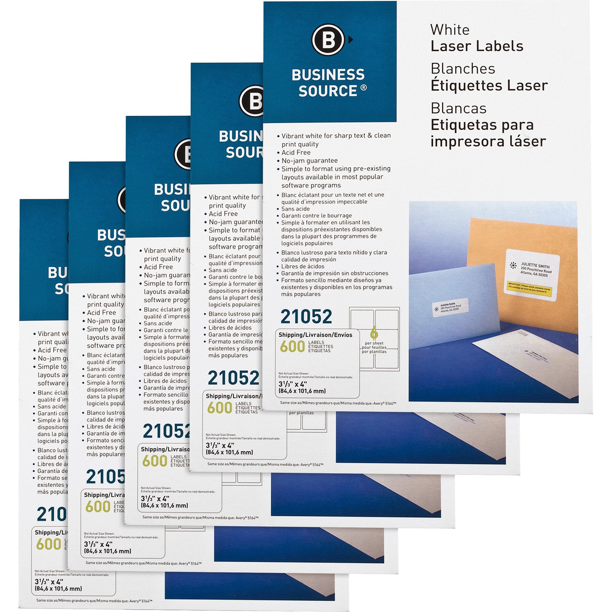 Business Source Bright White Premium-Quality Address Labels, 3-1/3'X4', 3000/Pack (21052Ct)