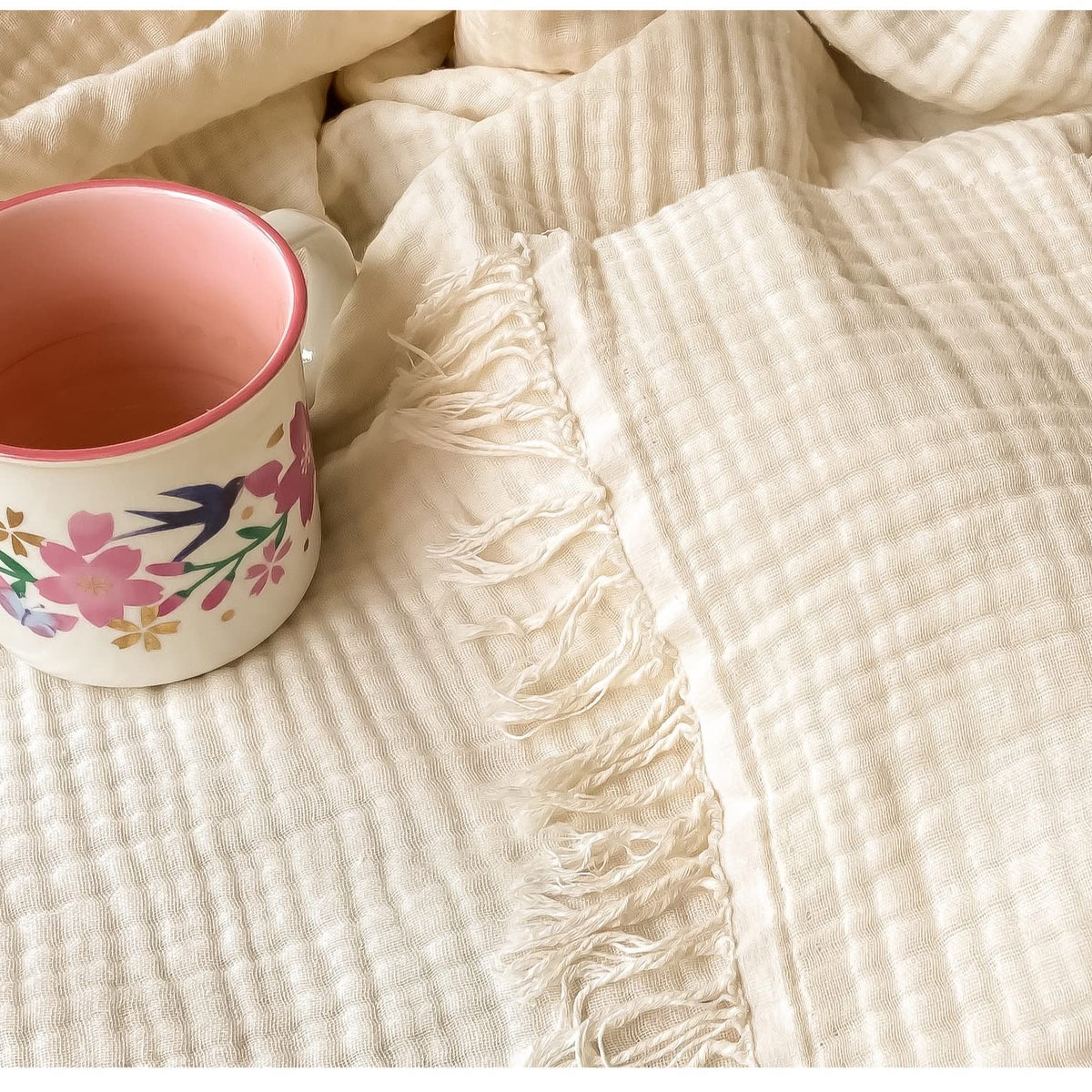 Kyrahome 100% Organic Cotton 55''X60'' Muslin Throw Blanket For Couch, Adult, Hand-Plant Dyed, Breathable Soft Cozy Lightweight