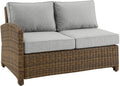 Crosley Furniture Bradenton Outdoor Sectional Left Side Loveseat, 2-Person Wicker Patio Couch for Deck, Brown with Gray Cushions
