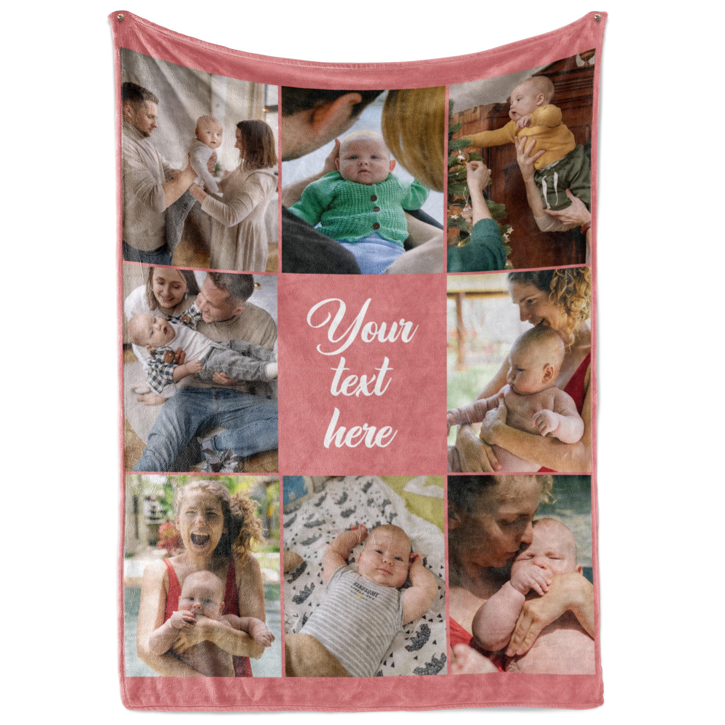Ships Next Day, Custom Blanket With Picture And Text - Printed In Usa, Personalized Photo Blanket With Text (Fleece 60X80)