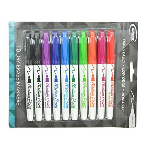 The Board Dudes Medium Tip Dry Erase Markers - Assorted Colors, Pack of 10, Model DDC99-9998