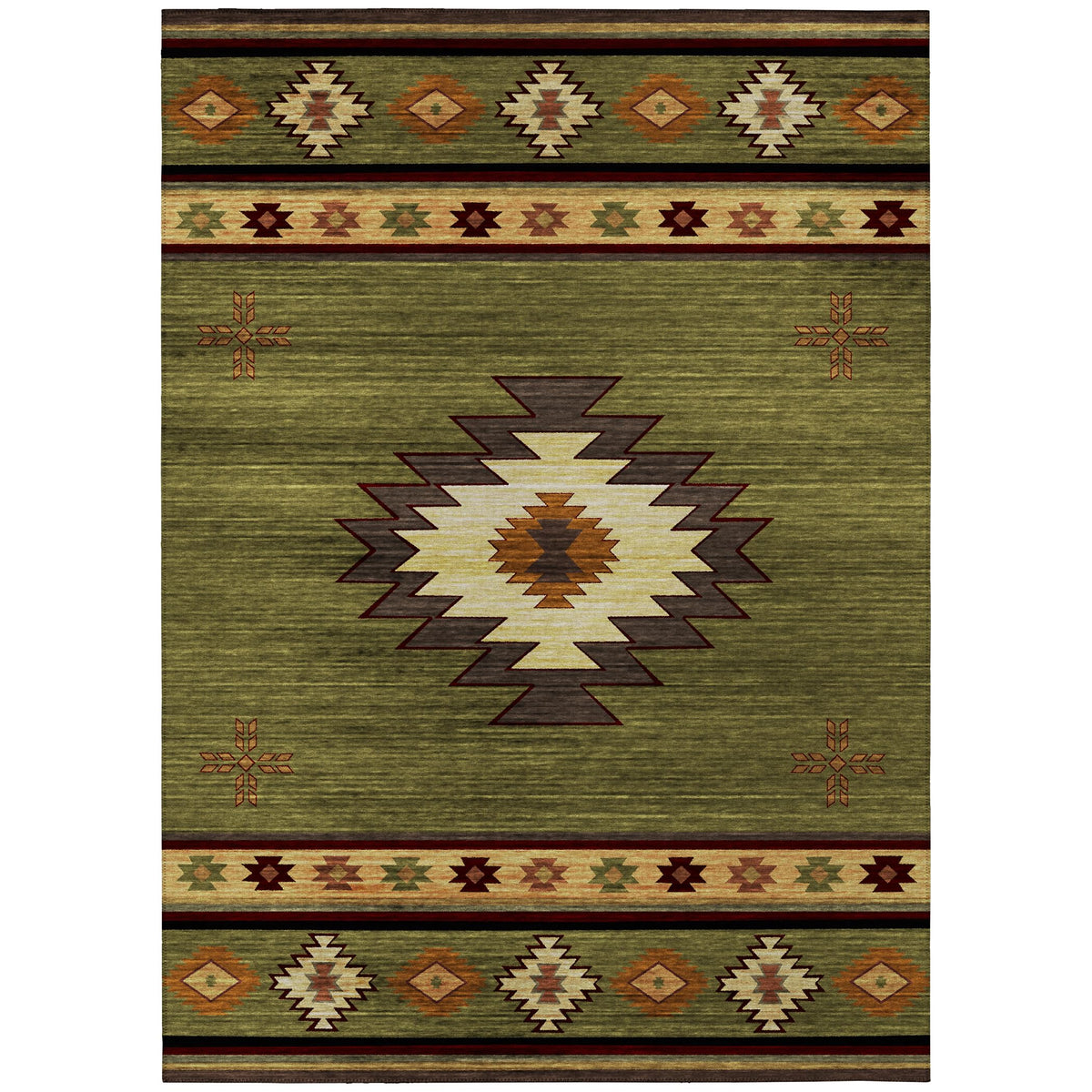 Addison Rugs Sonora Aso34 Green 3' X 5' Indoor Outdoor Area Rug, Easy Clean, Machine Washable, Non Shedding, Bedroom, Living Room, Dining Room, Kitchen, Patio Rug