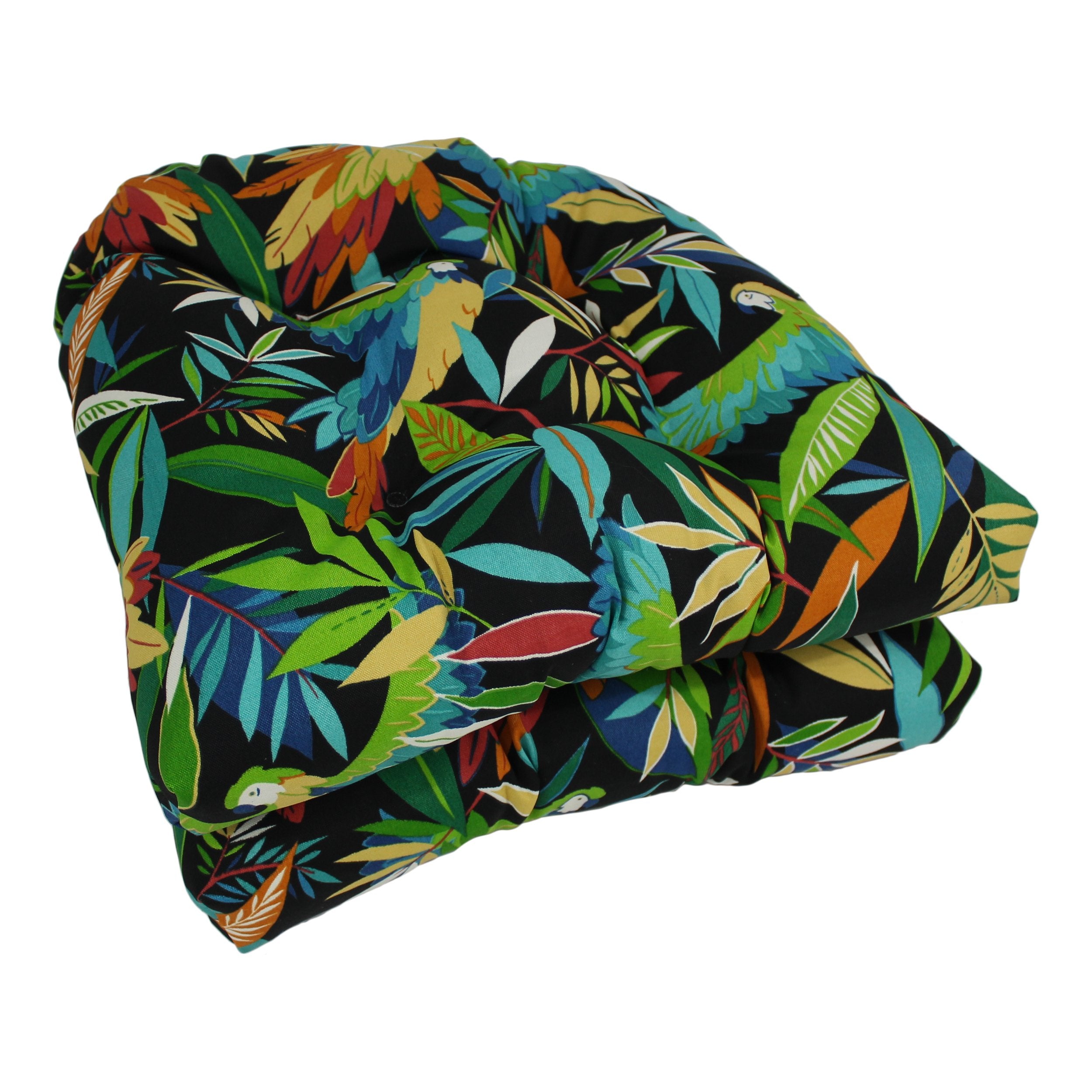 Blazing Needles Outdoor Rounded Back Chair Cushion, 2 Count (Pack Of 1), Tucuman Ebony