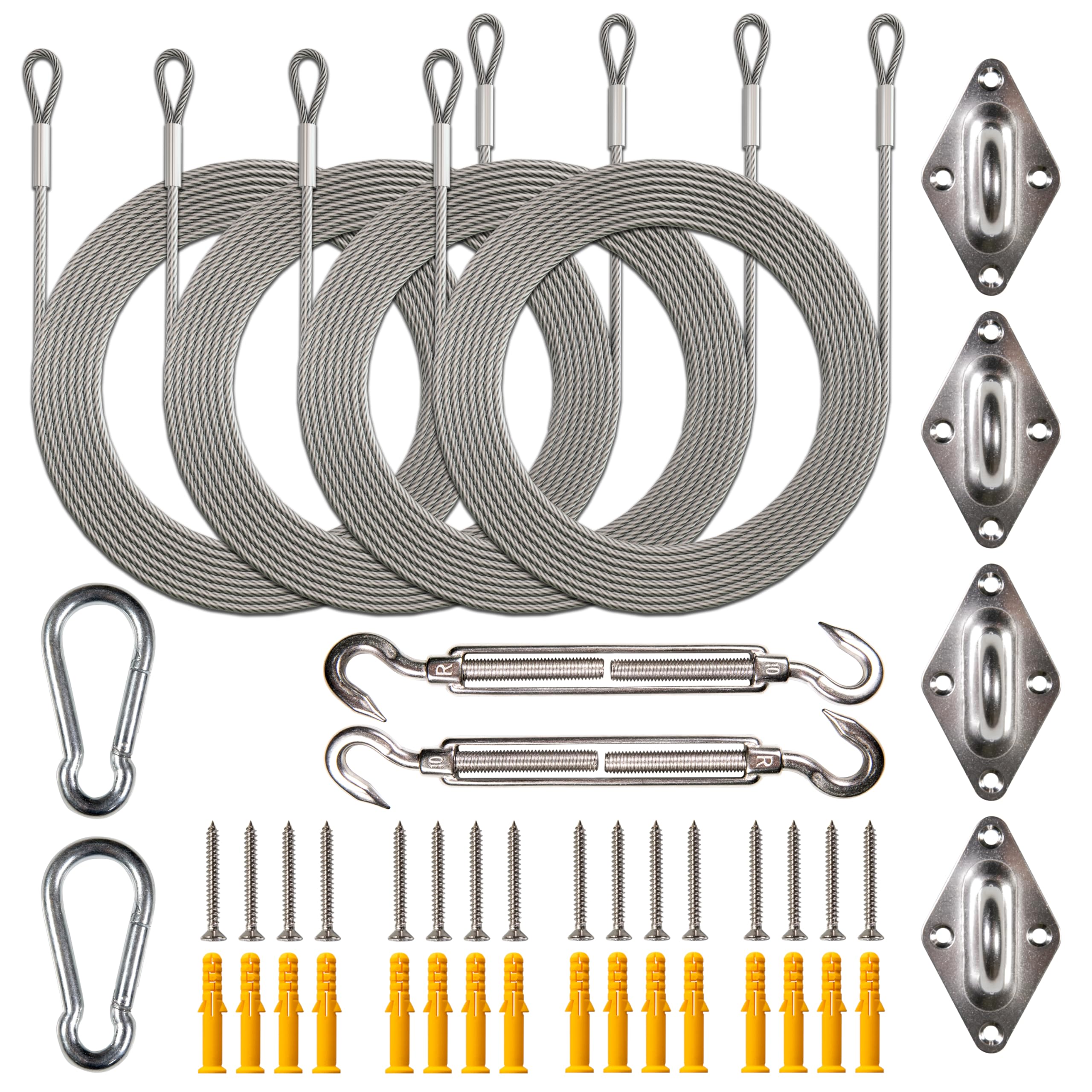 Amgo Hardware Kit Set For Rectangle/Square Sun Shade Sails Canopy, Easy-Tensioning, 316 Military-Grade Stainless Steel(10 Inch H