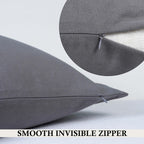 Cotton Throw Pillow Covers 20X20 Inchs Set Of 2 Gray Charcoal Decorative Zippered Cases For Couch Bedroom Sofa Farmhouse Living