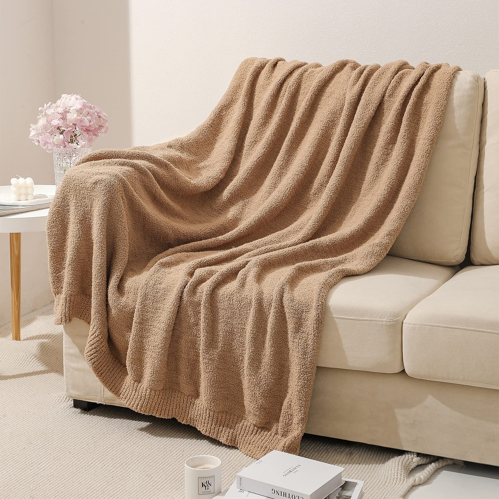 Bearberry Super Soft Fluffy Throw Blanket Lightweight Cozy Warm Throw Blankets For Couch Bed Sofa All Season (Camel, 50   X60